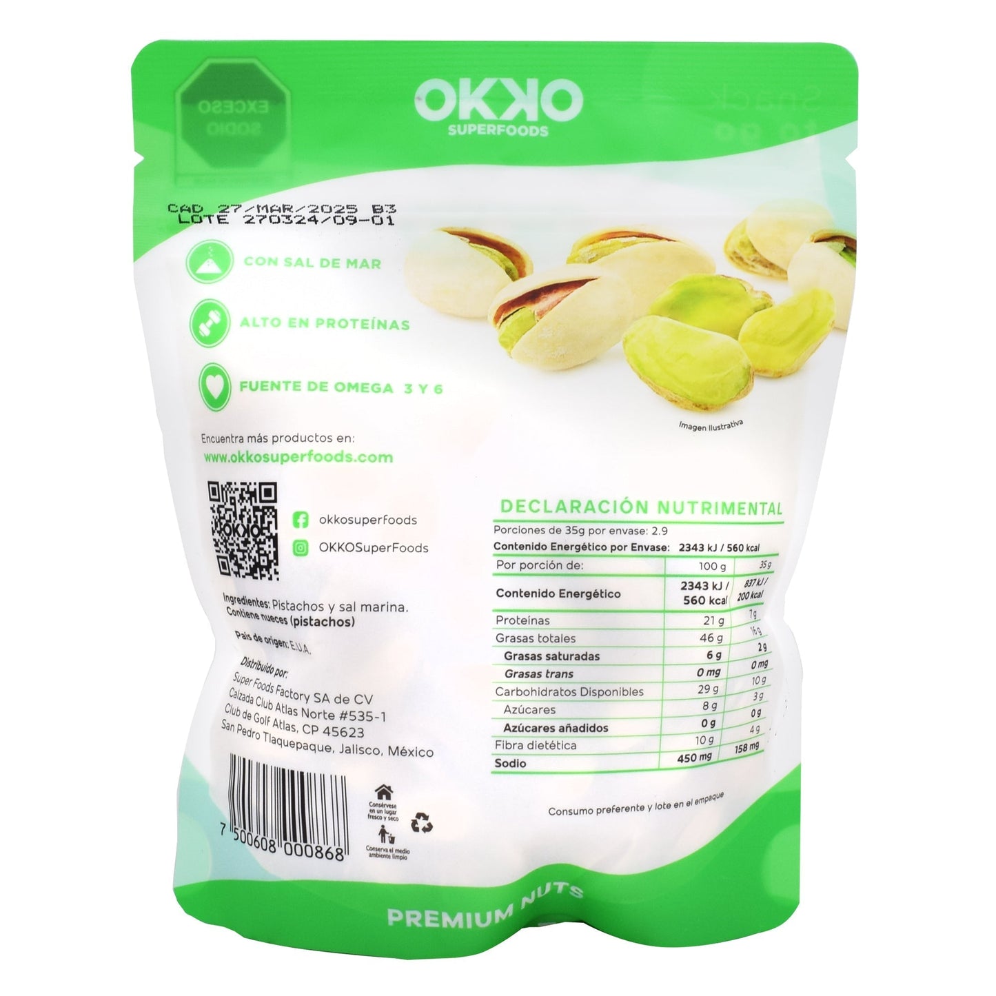 Pistacho 100 G (OKKO SUPER FOODS)