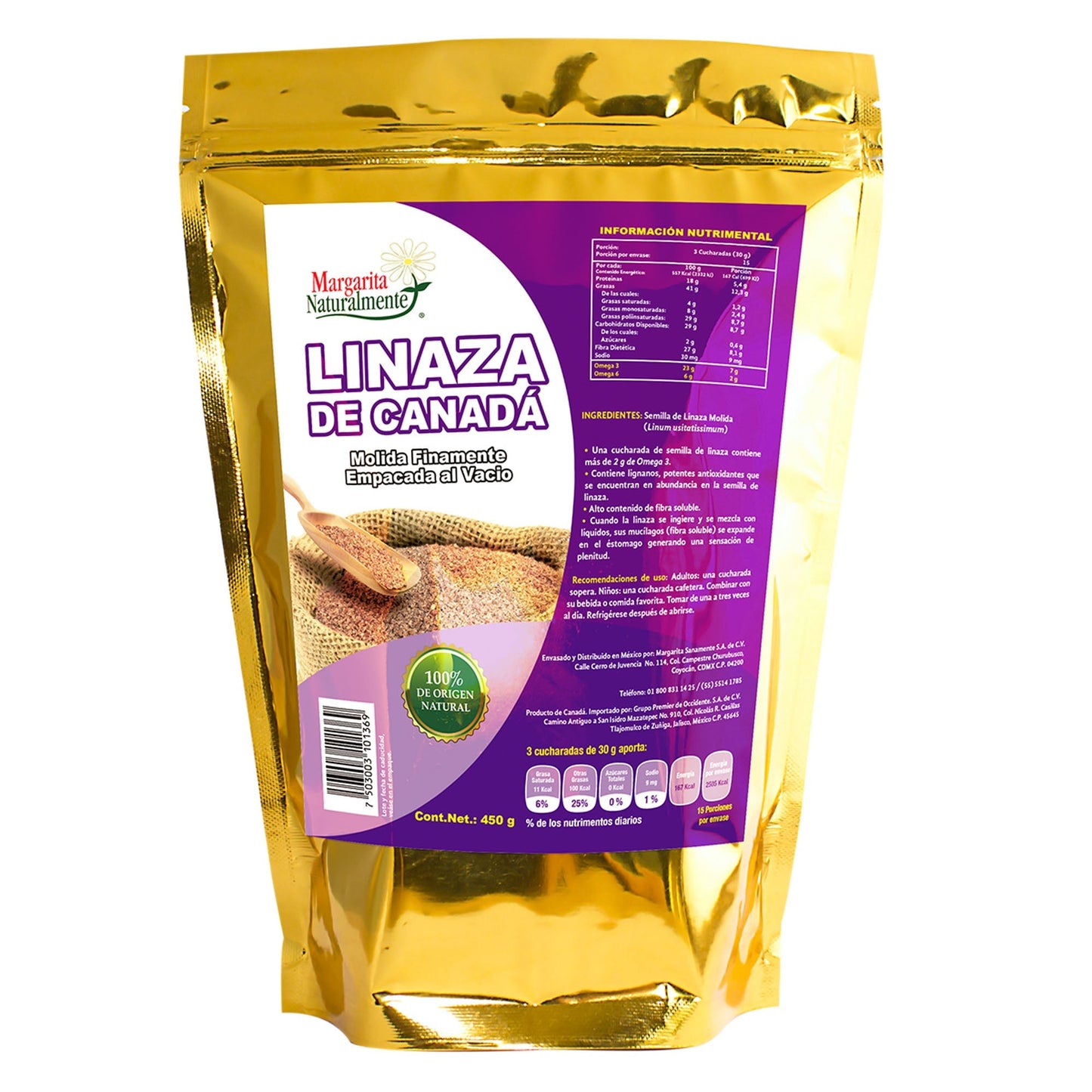 Linaza De Canada 450 G (MARGARITA NATURAL)