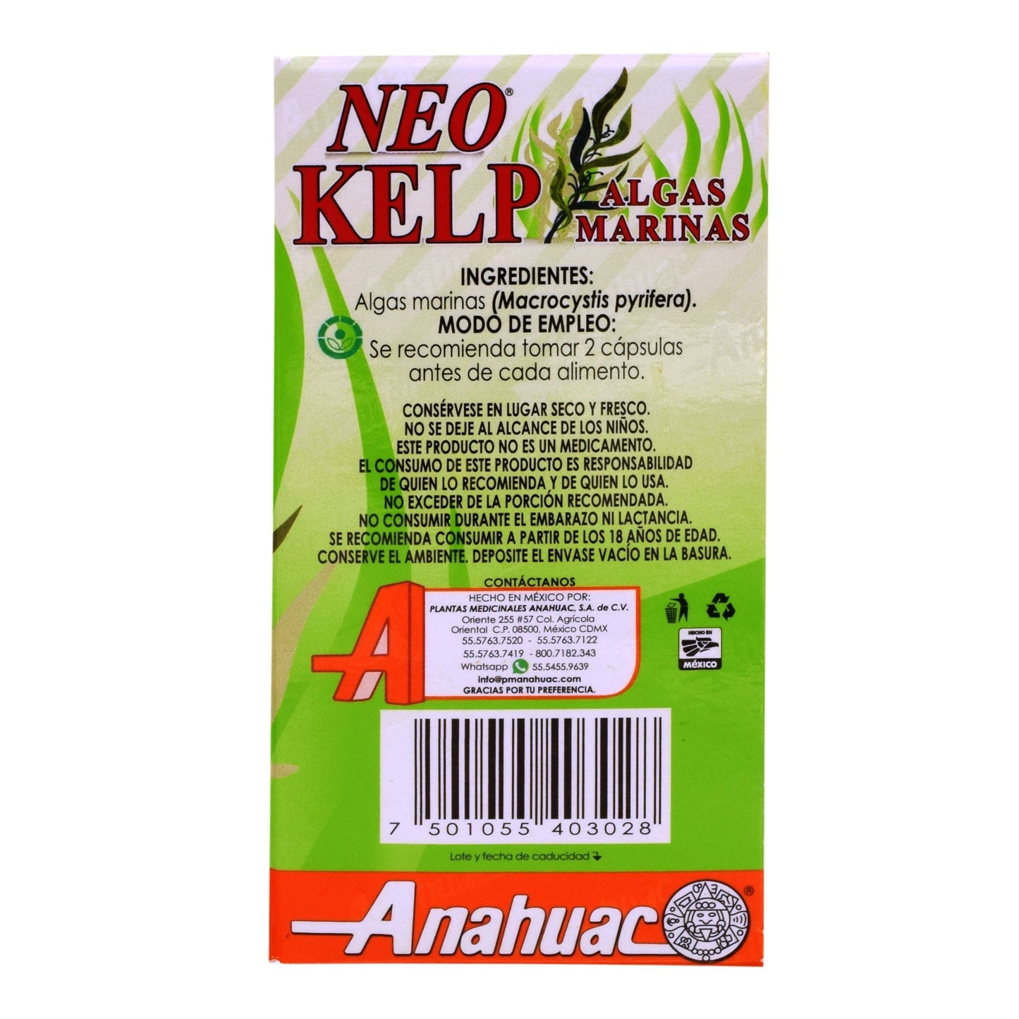 Alga Marina Kelp 90 Cápsulas (ANAHUAC)