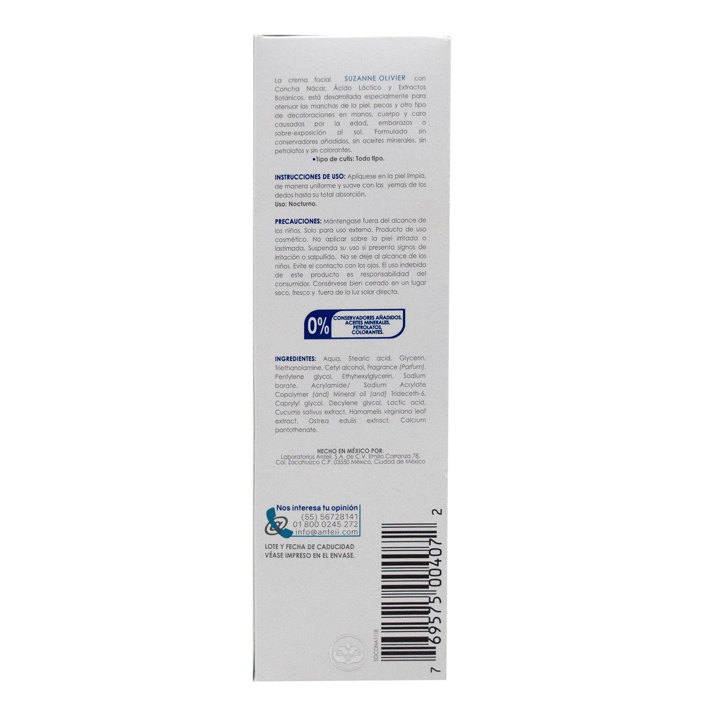 Crema Facial De Concha Nacar Y Acido Lactico 113 G (SUZANNE OLIVIER)