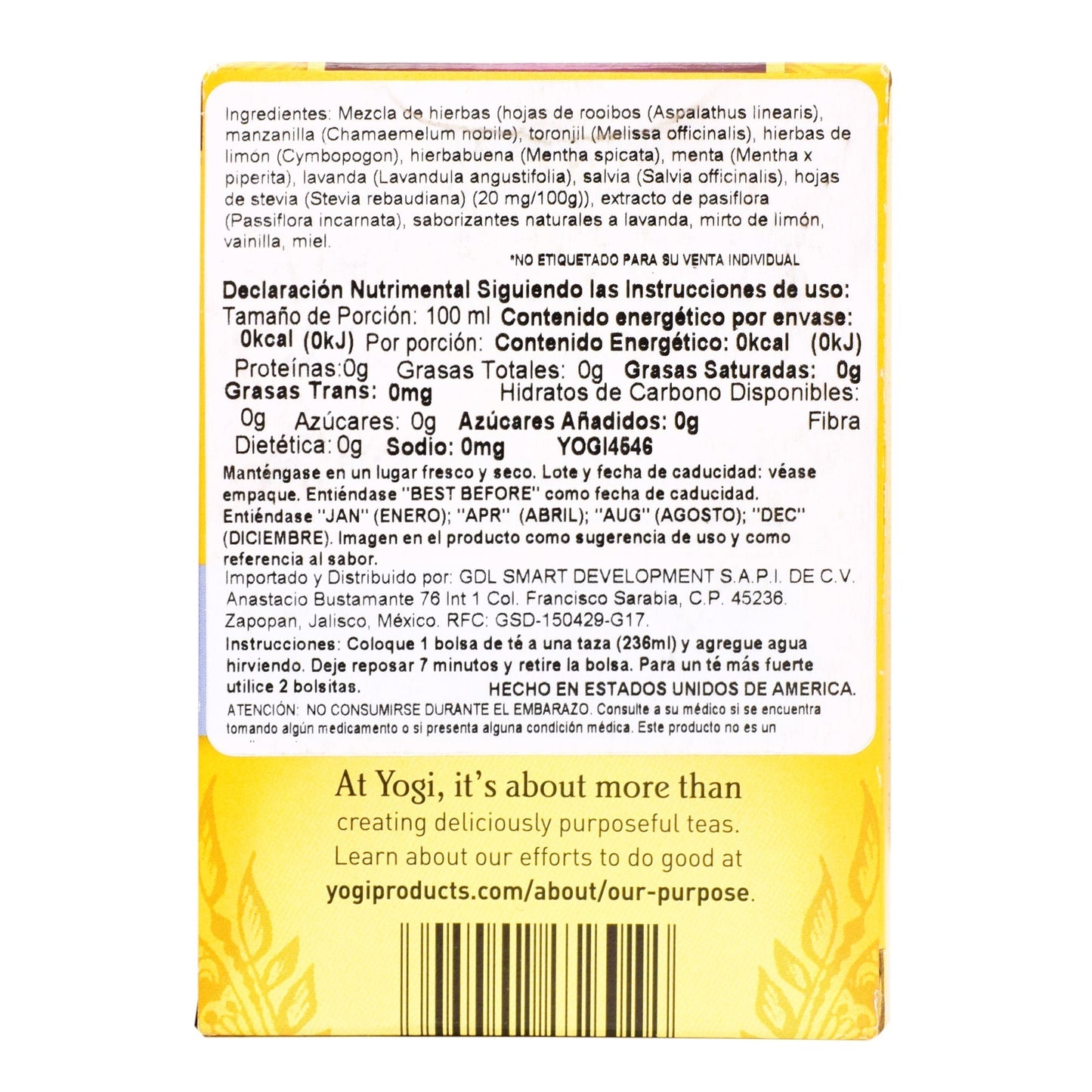 Infusion De Lavanda Miel 16 Sob (YOGI)