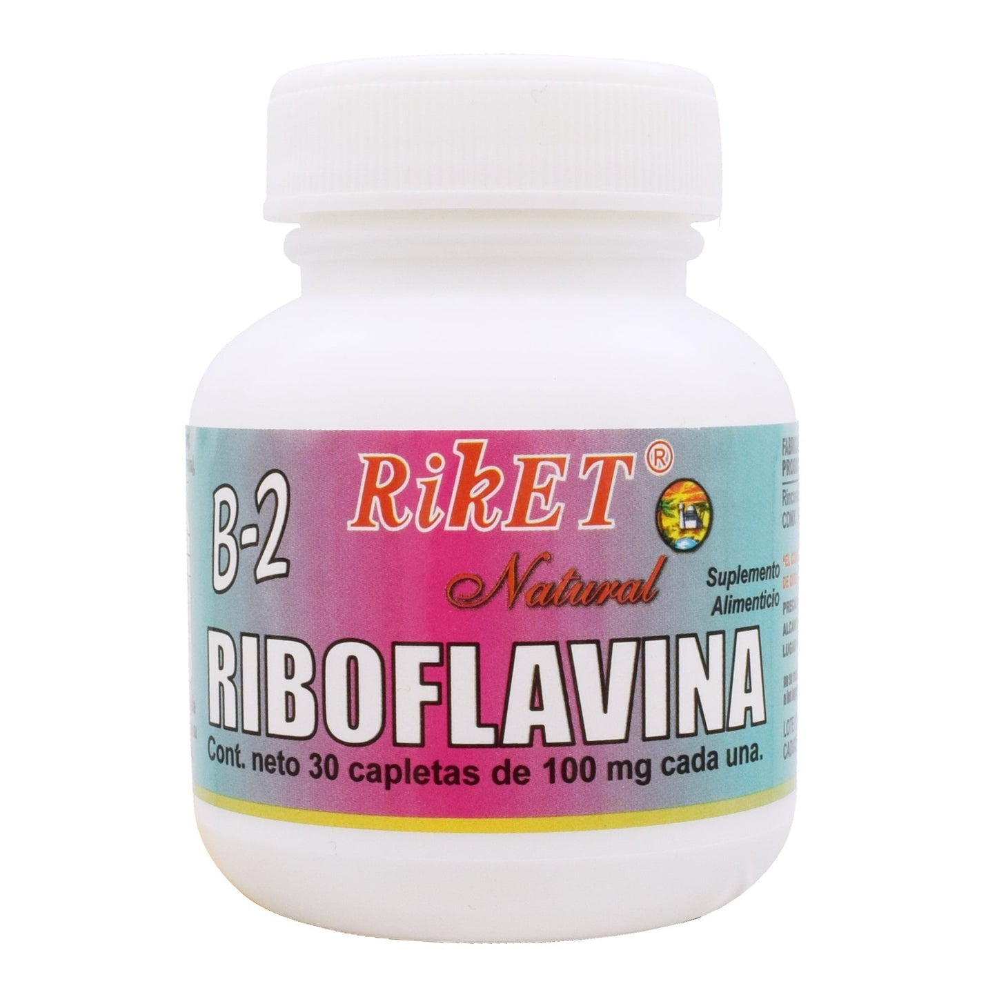 Vitamina B2 Riboflavina 100 Miligramos 30 Cápsulas (RIKET NATURAL)