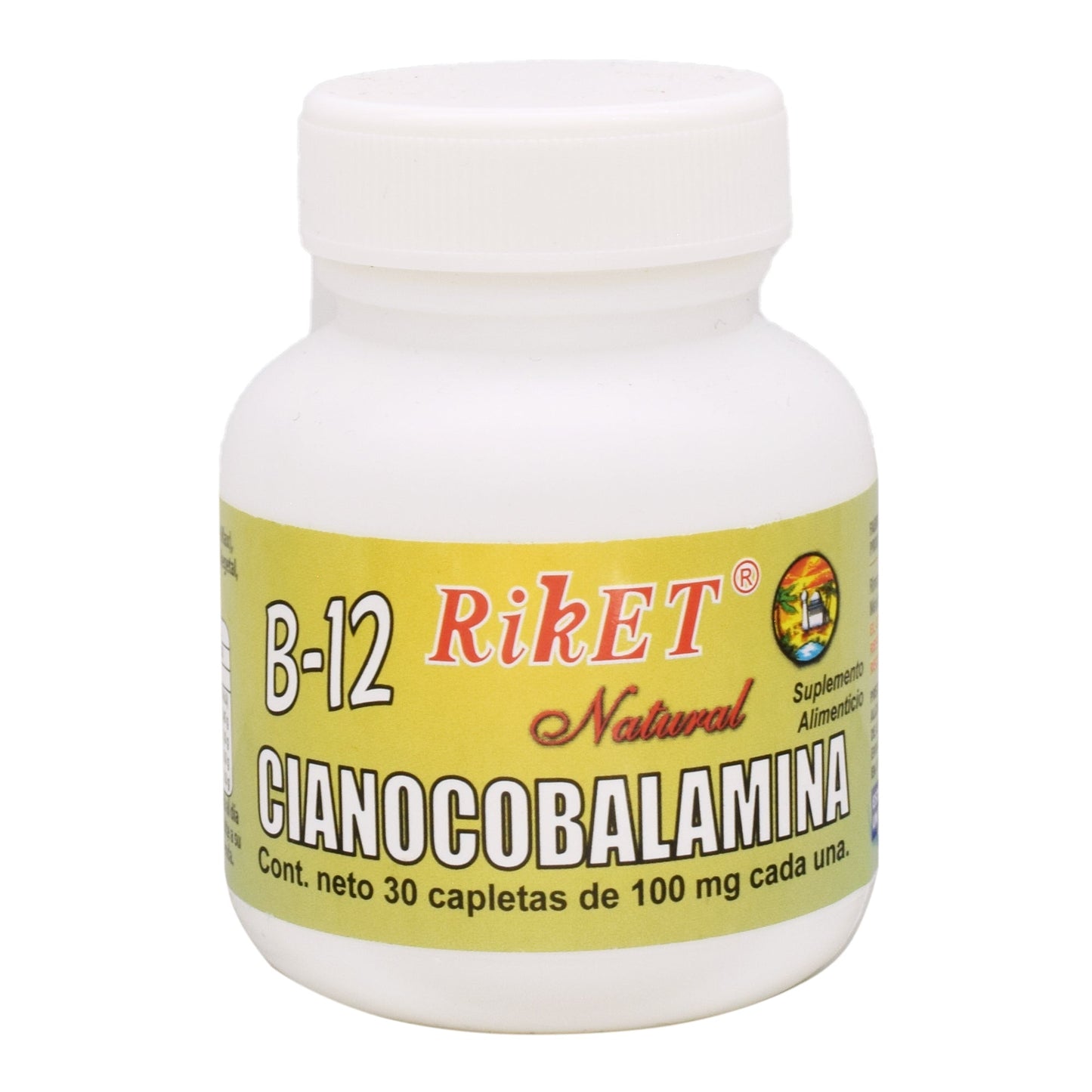 Vitamina B12 Cianocobalamina 100 Miligramos 30 Cápsulas (RIKET NATURAL)