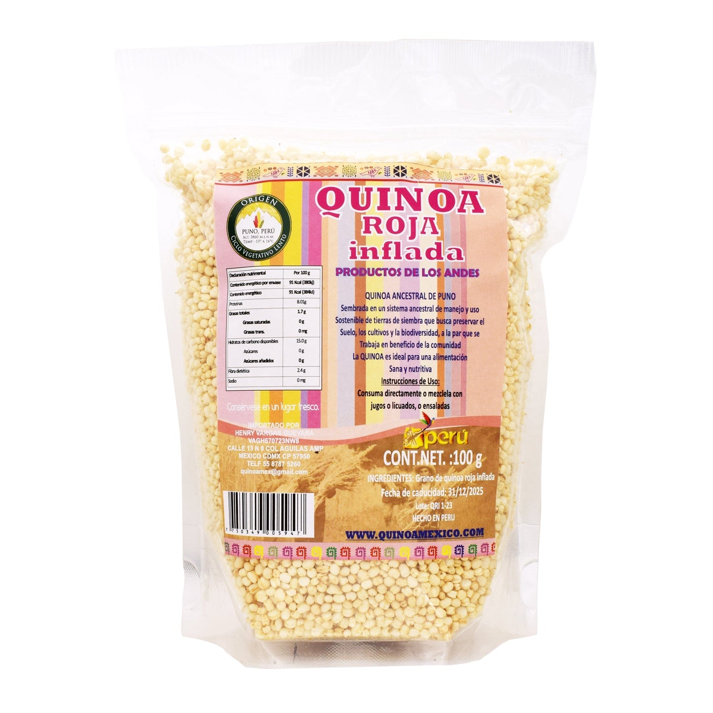 Quinoa Inflada Natural 100 G (QUIVENA)