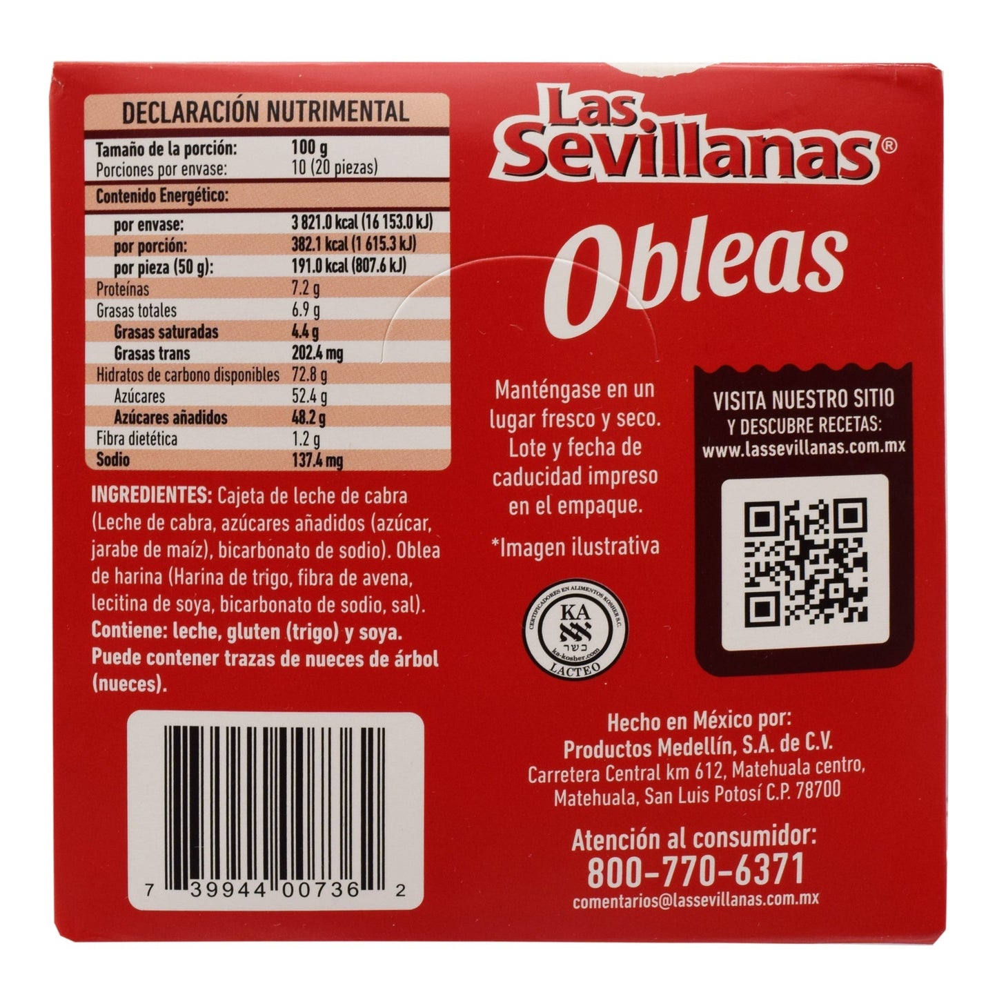 Obleas 50 G (Paquete 20) (LAS SEVILLANAS)