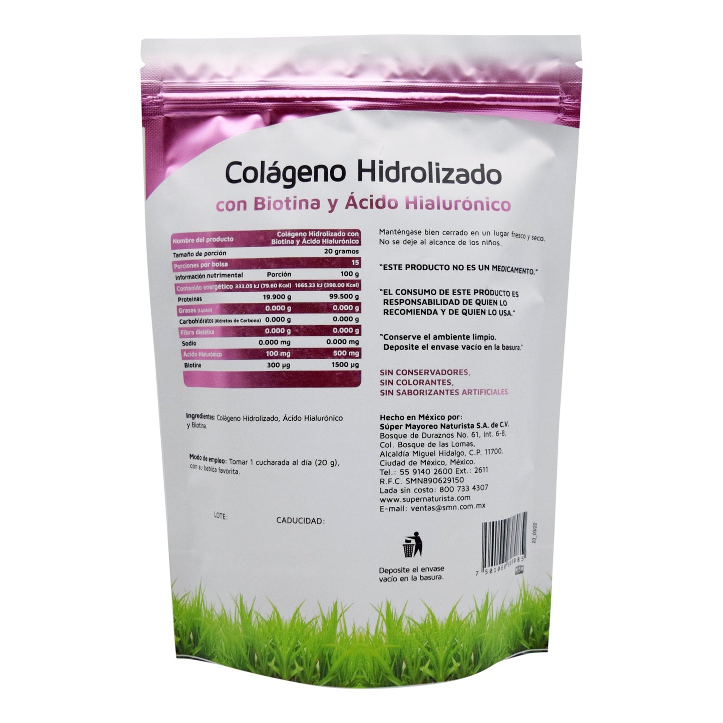 Colageno Hidrolizado Puro Con Biotina Y Acido Hialuronico 300 G (VIDANAT/VITAMINAS)