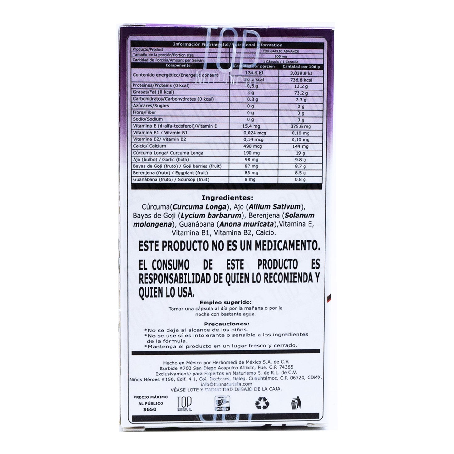 Garlic Advance 30 Cápsulas (TOP NATURISTA)