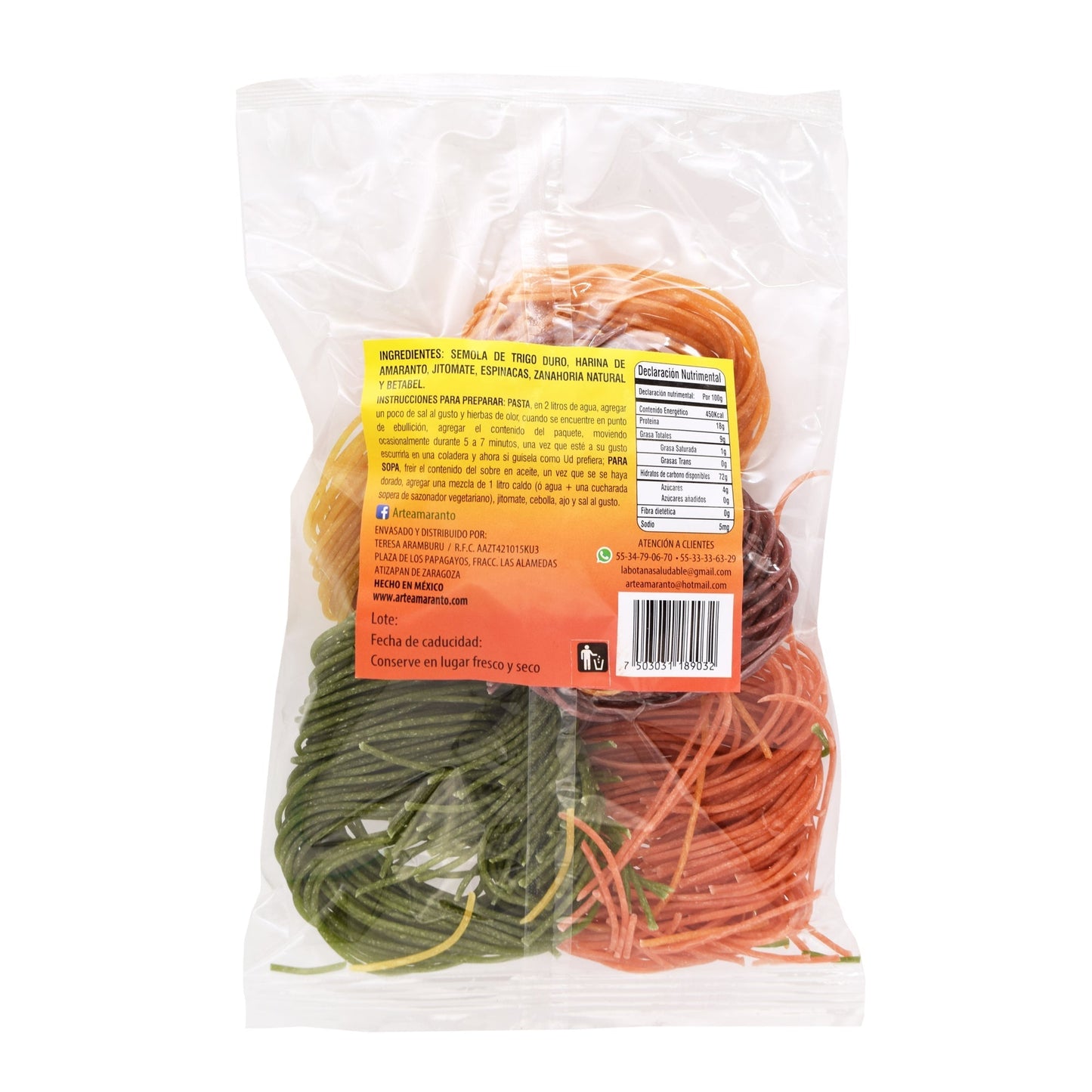 Pasta Integral Spaguetti 200 G (ARTE AMARANTO)