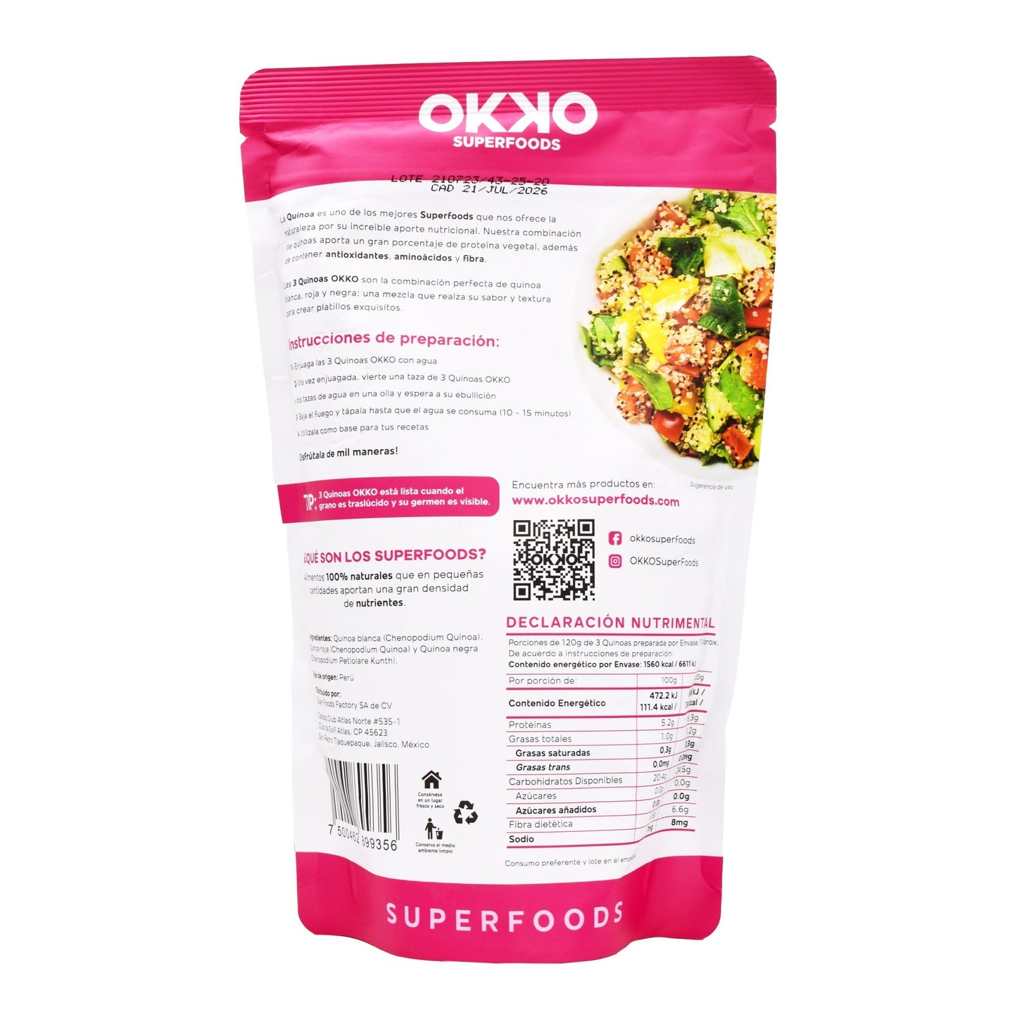 Quinoa Trio Blanca Negra Y Roja 500 G (OKKO)