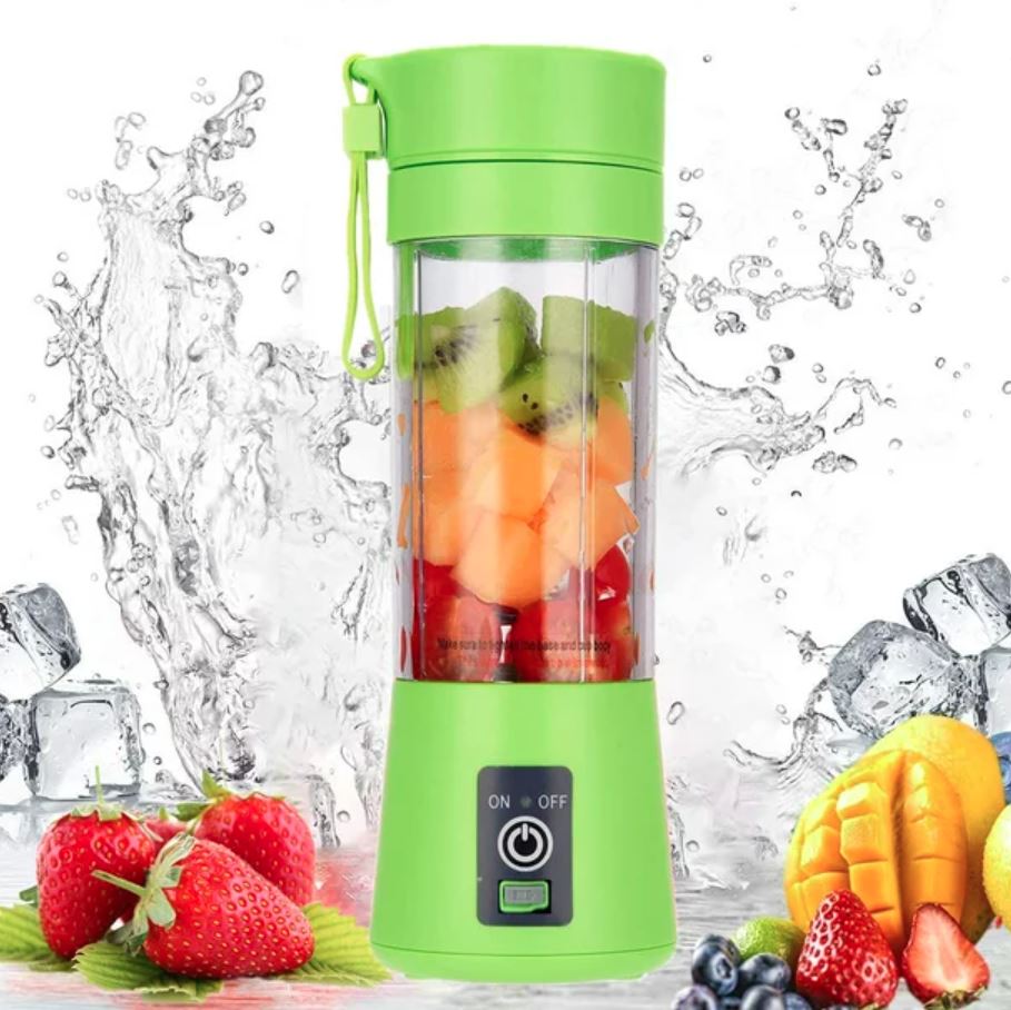 Licuadora Portátil Recargable y Robusto con 6 Cuchillas, Mini Licuadora de 380 ml para Batidos, Jugos, Frutas y Verduras