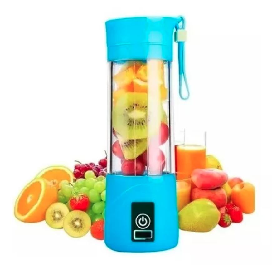 Licuadora Portátil Recargable y Robusto con 6 Cuchillas, Mini Licuadora de 380 ml para Batidos, Jugos, Frutas y Verduras