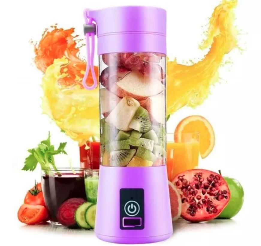 Licuadora Portátil Recargable y Robusto con 6 Cuchillas, Mini Licuadora de 380 ml para Batidos, Jugos, Frutas y Verduras