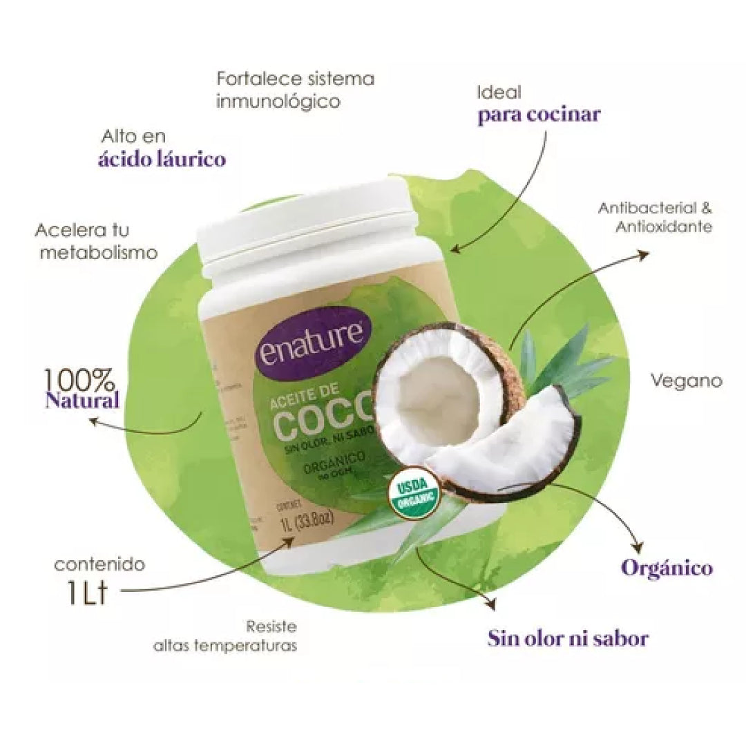 Aceite De Coco Organico Virgen 1 L