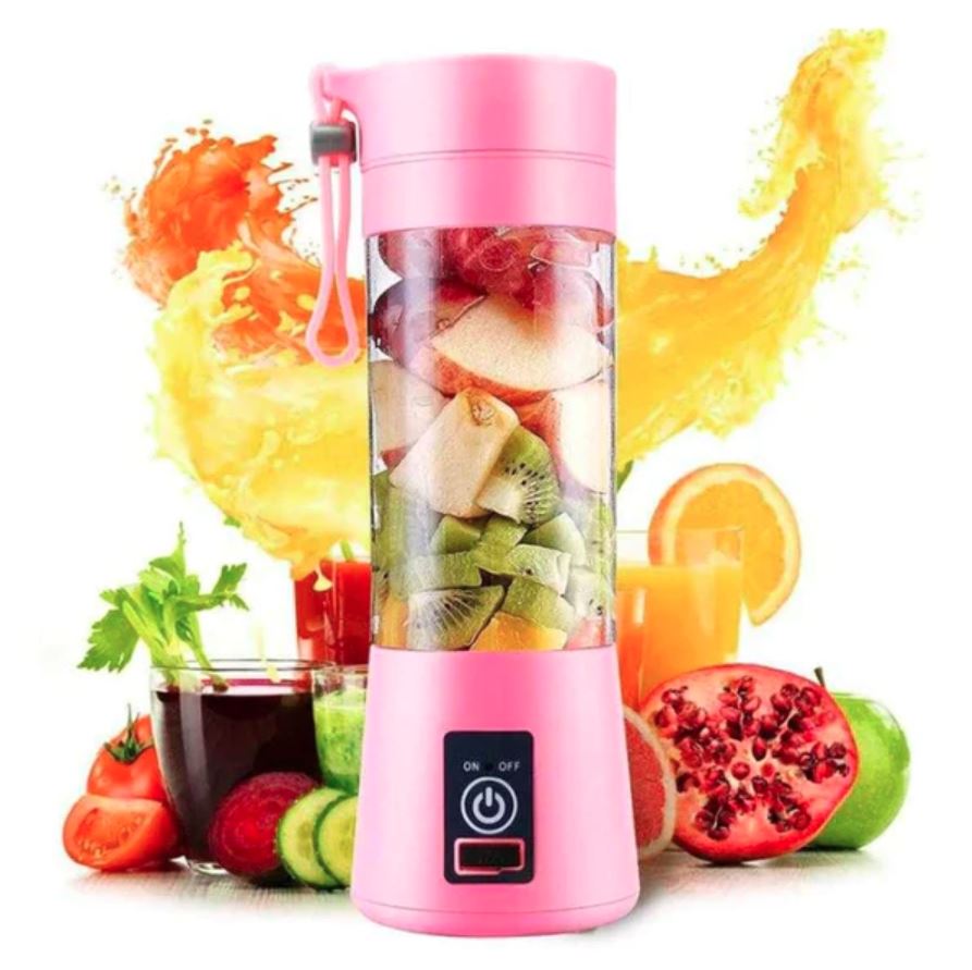 Licuadora Portátil Recargable y Robusto con 6 Cuchillas, Mini Licuadora de 380 ml para Batidos, Jugos, Frutas y Verduras