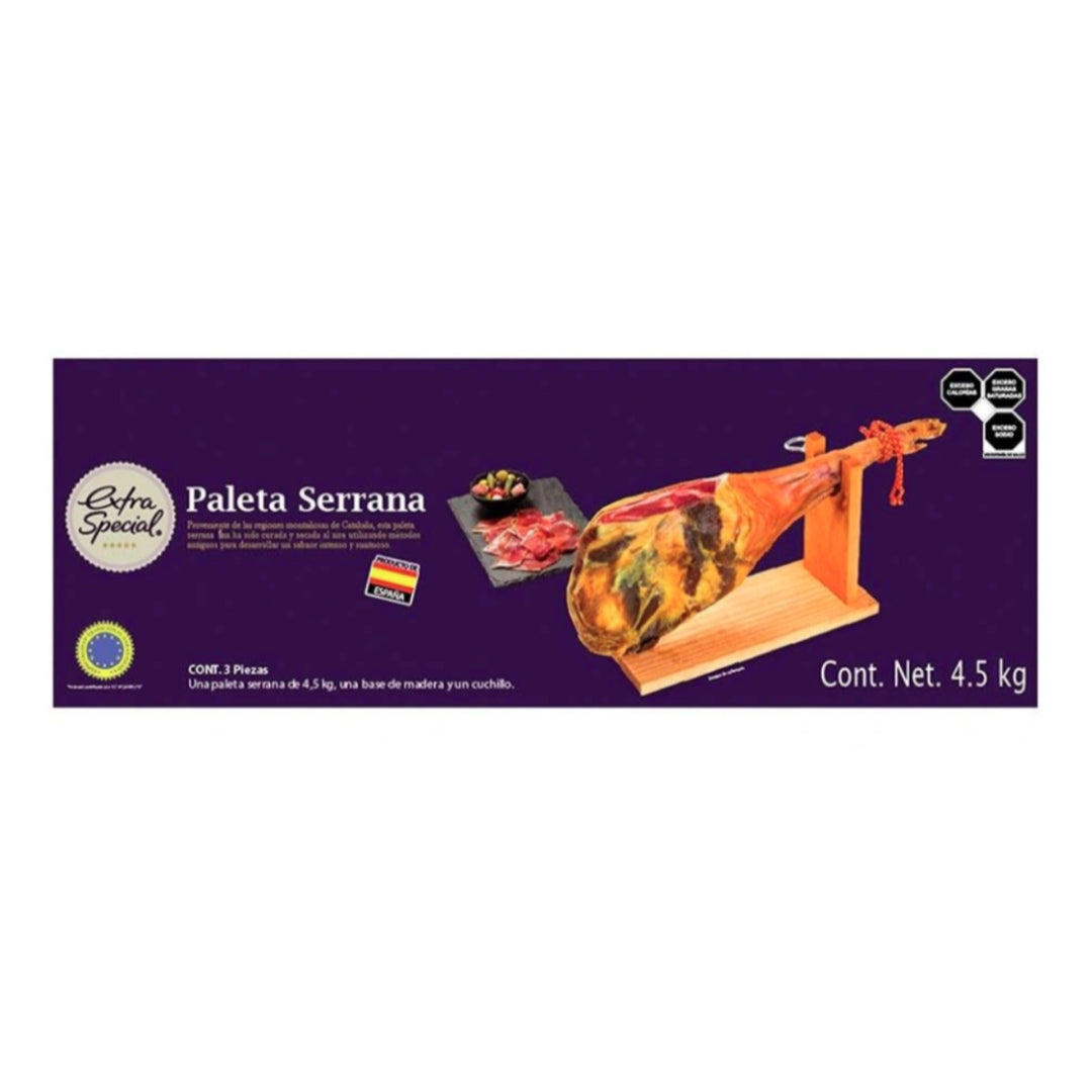 Jamón Serrano Paleta Canasta Navidad Con Jamonero Y Cuchillo