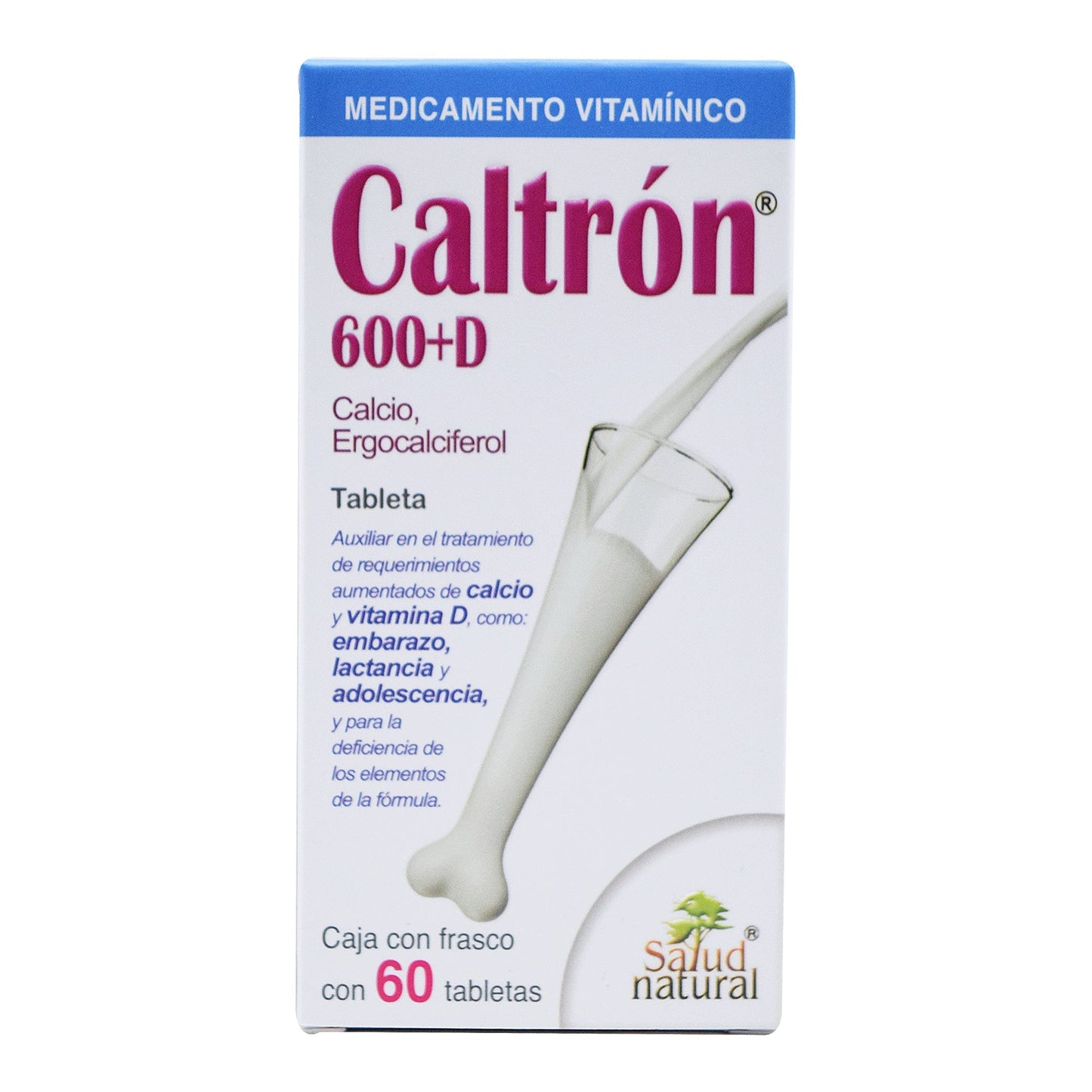 Calcio Caltron 600 Mas D 60 Tabletas (SALUD NATURAL)