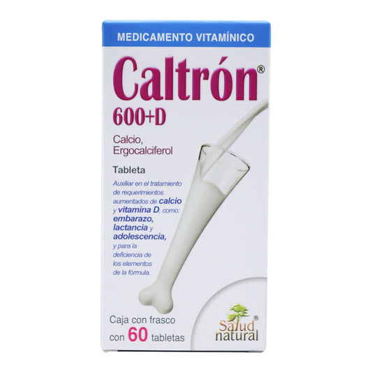 Calcio Caltron 600 Mas D 60 Tabletas (SALUD NATURAL)