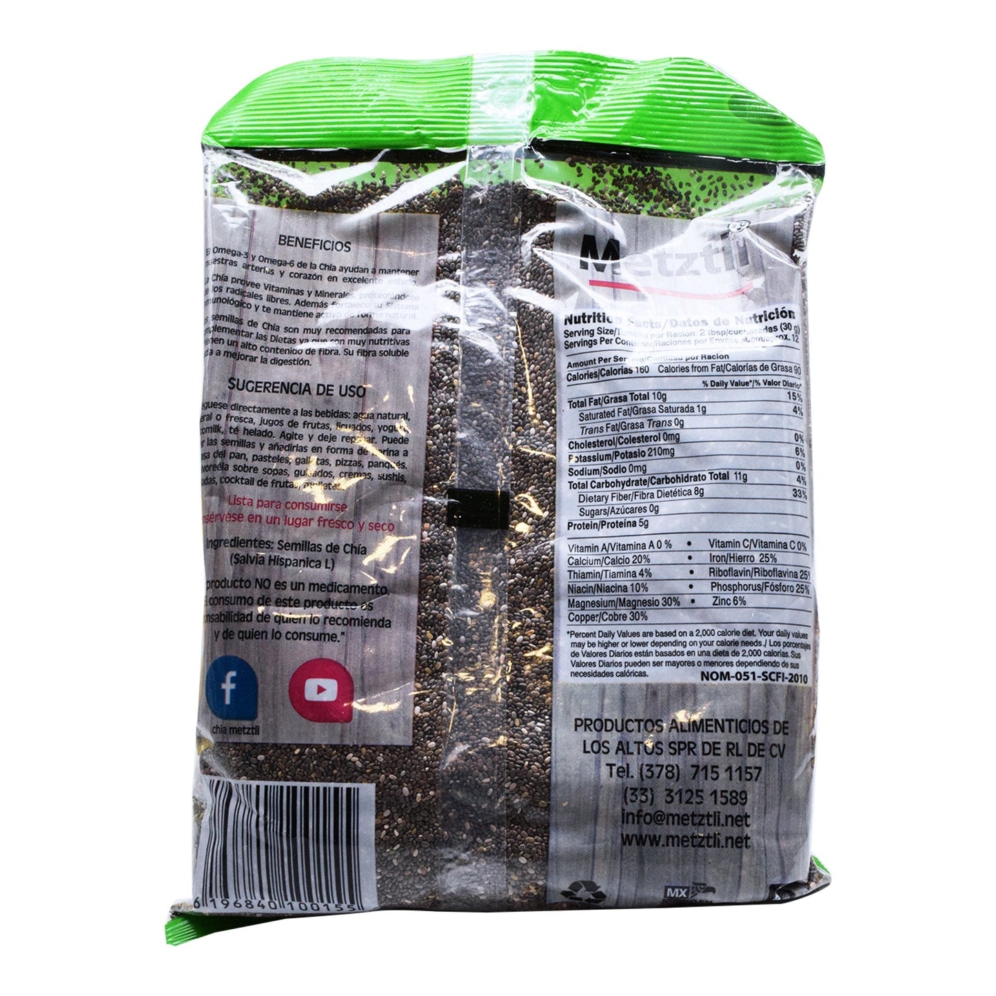 Semilla De Chia 500 G (METZTLI)