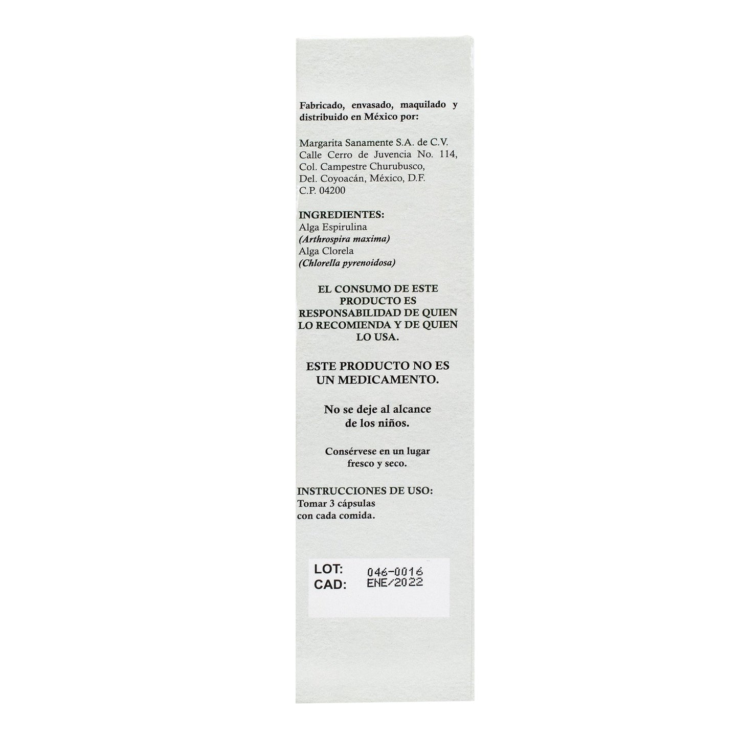 Alga Espirulina Y Clorela 150 Cápsulas (MARGARITA NATURAL)