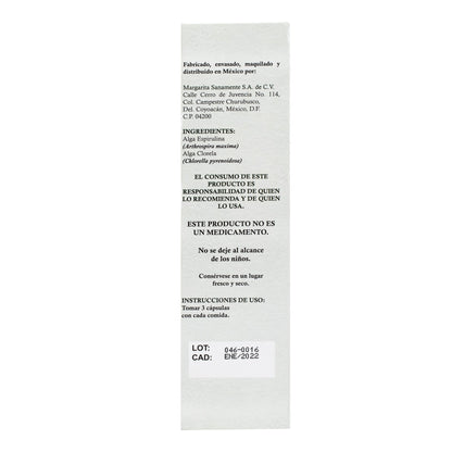 Alga Espirulina Y Clorela 150 Cápsulas (MARGARITA NATURAL)