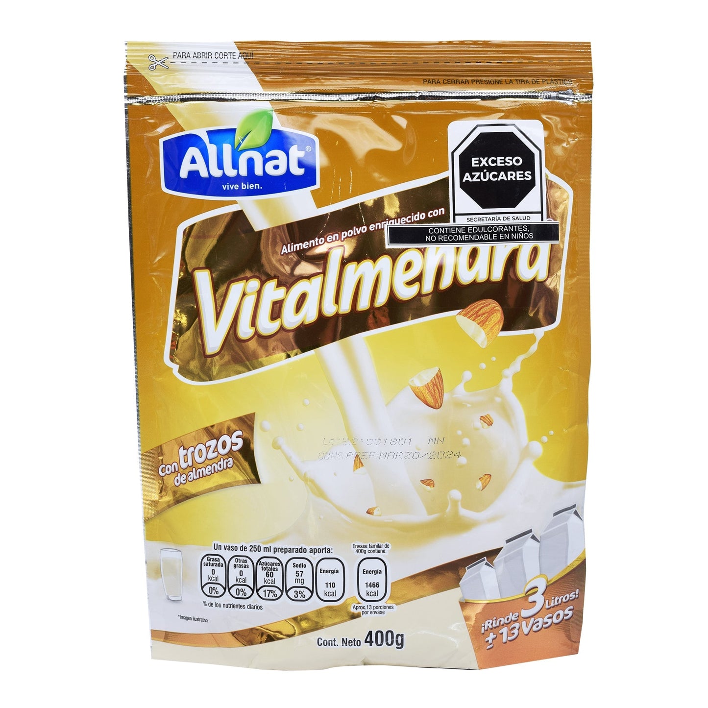 Bebida De Soya Almendras 400 G (ALLNAT NUTRITION)