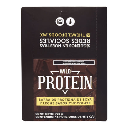 Barra De Proteina Chocolate 45 G (Paquete 16) (WILD PROTEIN)