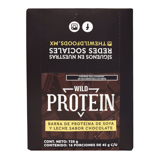 Barra De Proteina Chocolate 45 G (Paquete 16) (WILD PROTEIN)
