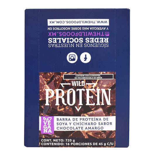 Barra De Proteina Chocolate Amargo 45 G (Paquete 16) (WILD PROTEIN)
