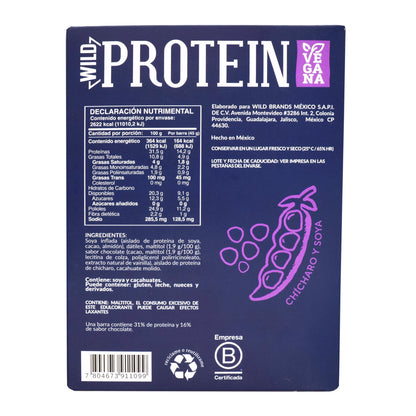 Barra De Proteina Chocolate Amargo 45 G (Paquete 16) (WILD PROTEIN)