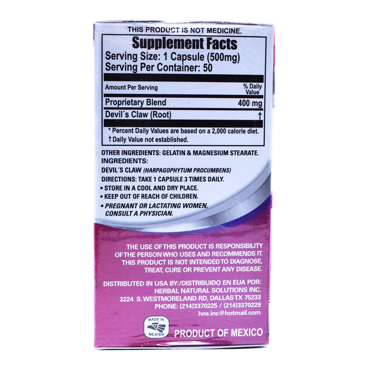 Garra Del Diablo 50 Cápsulas (NATURAL VITALITY)