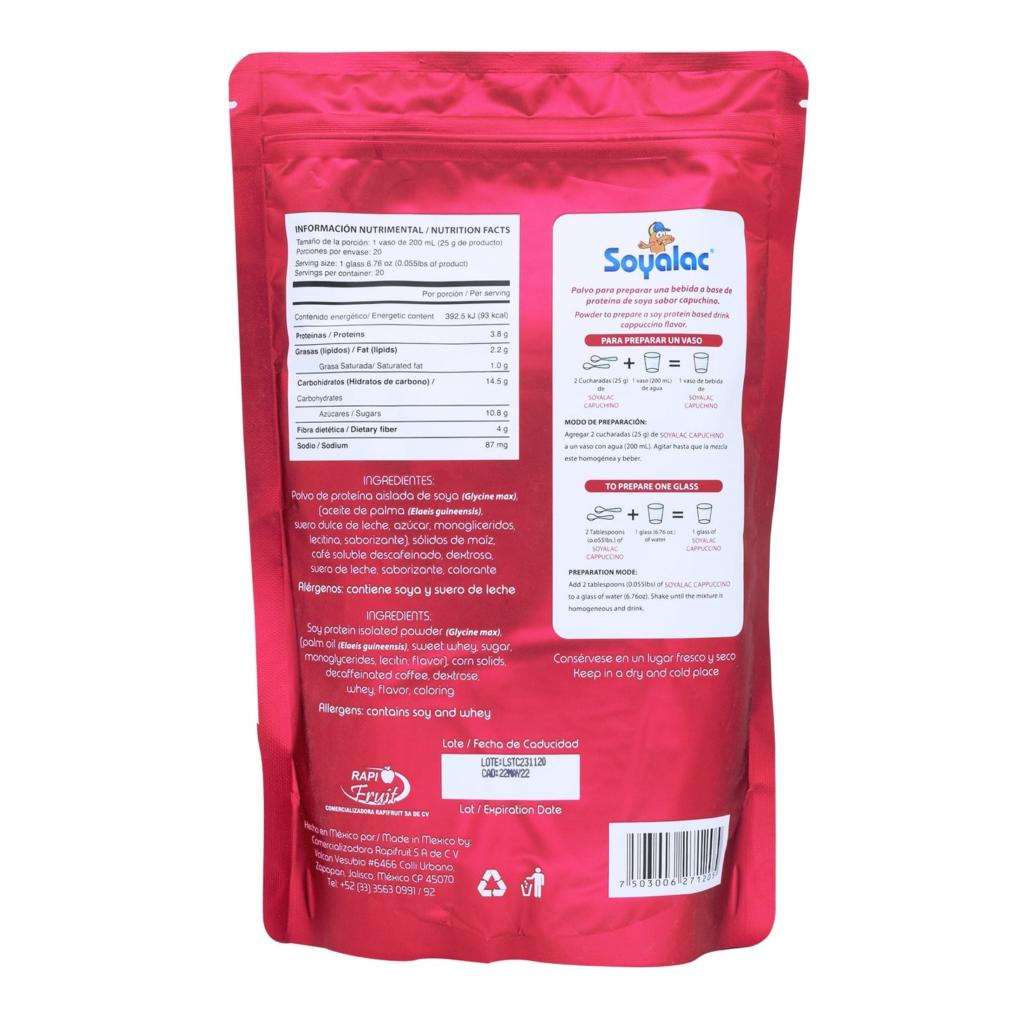 Bebida De Soya Capuchino 500 G (SOYALAC RAPIFRUIT)