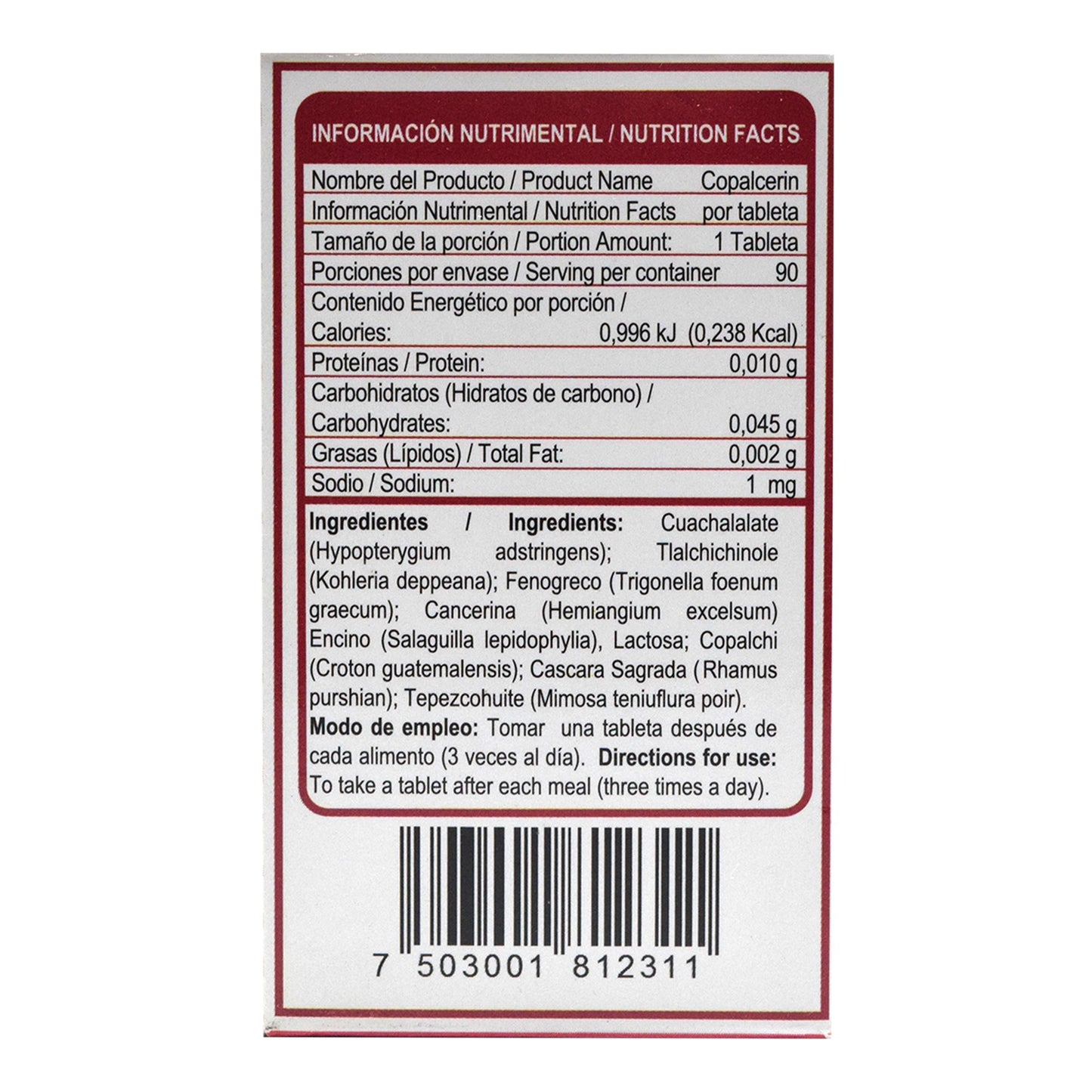 Copalcerin 90 Tabletas (YOATZIN)