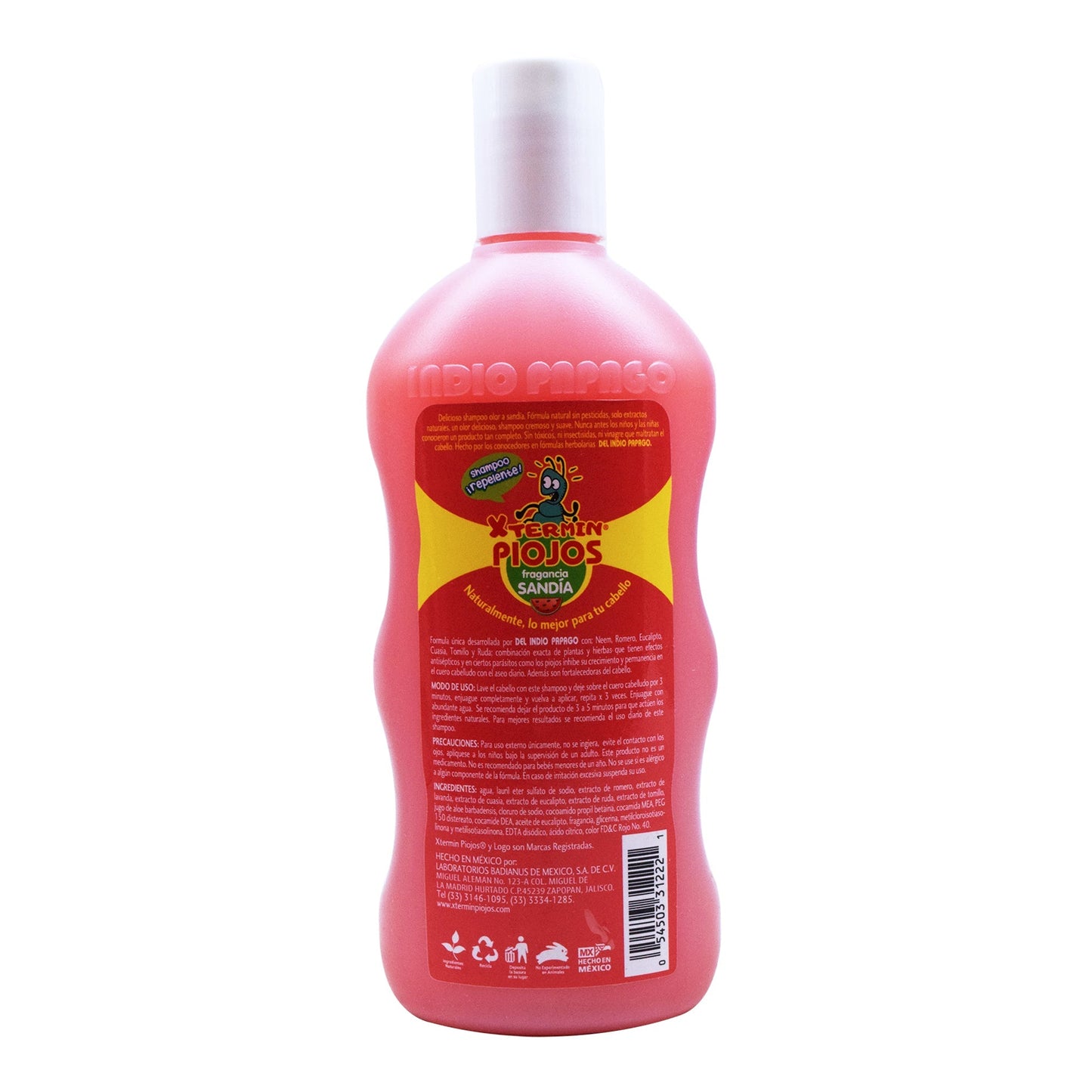 Shampoo Repelente De Piojos Sandia 550 Mililitros (DEL INDIO PAPAGO)