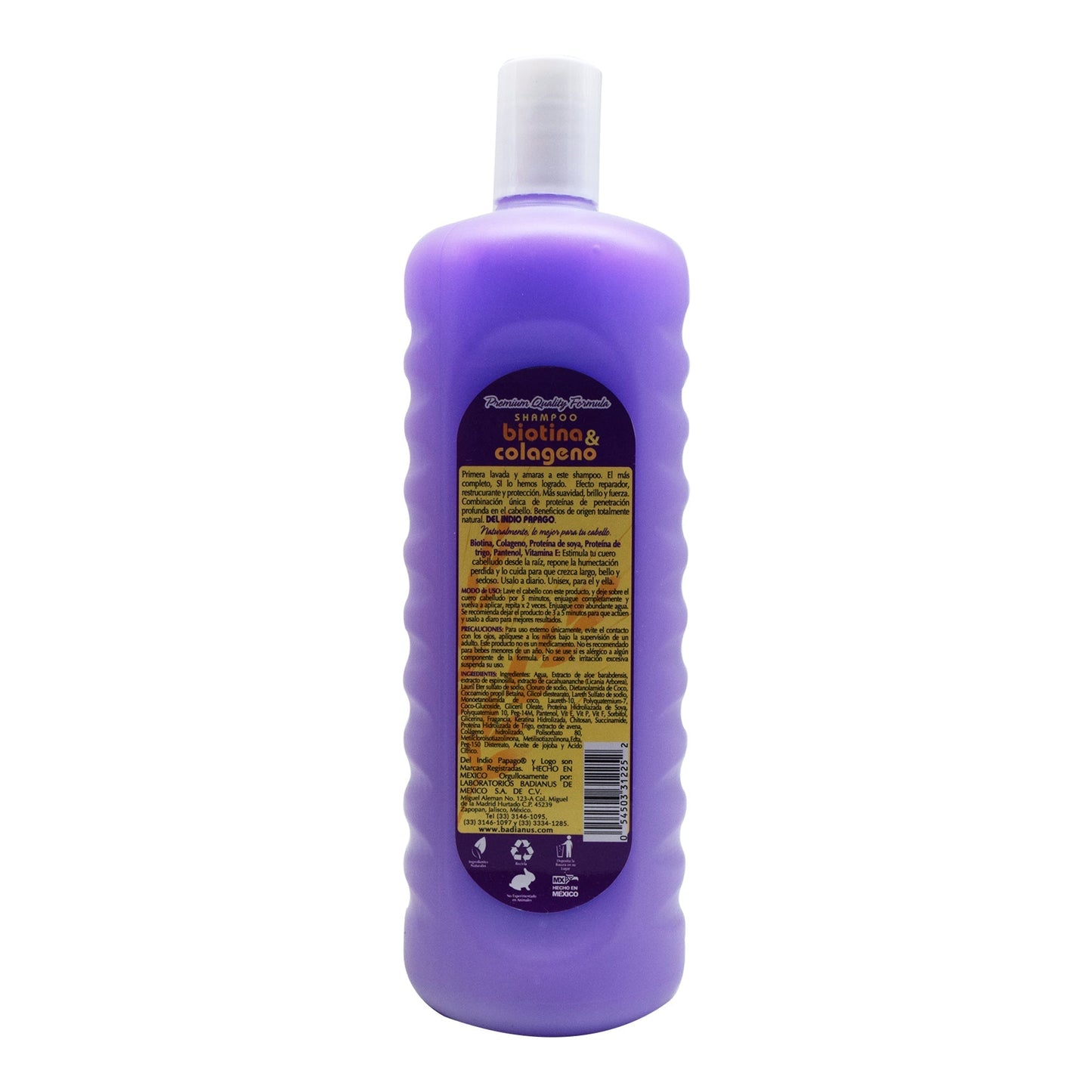 Shampoo Biotina Y Colageno 1.1  L (DEL INDIO PAPAGO)