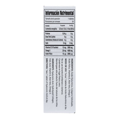 Acido Hialuronico Con Colageno Y Vit E 30 Tabletas (YPENZA)