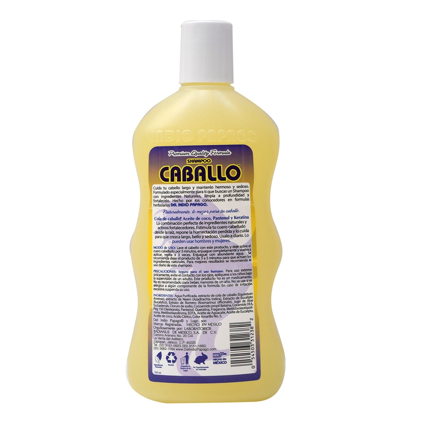 Shampoo Caballo 550 Mililitros (DEL INDIO PAPAGO)