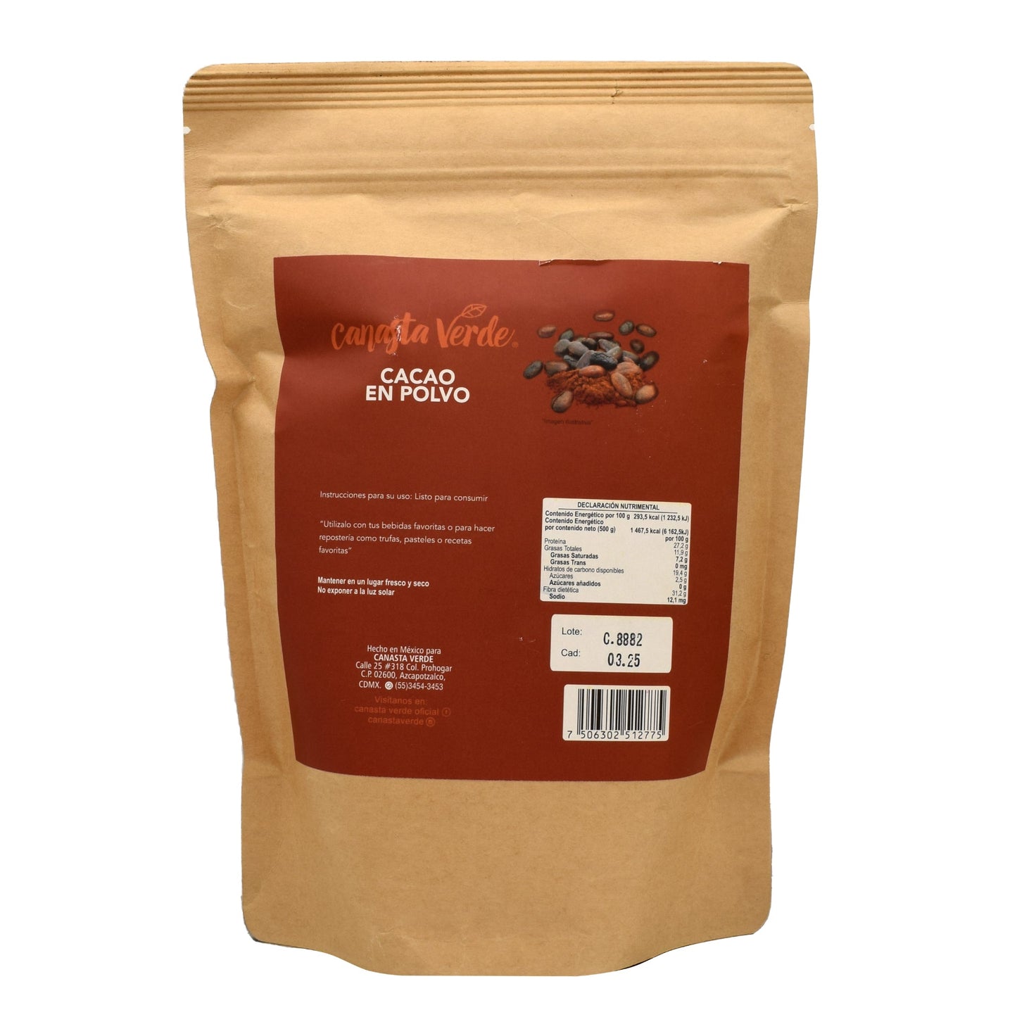 Cacao 500 G (CANASTA VERDE)