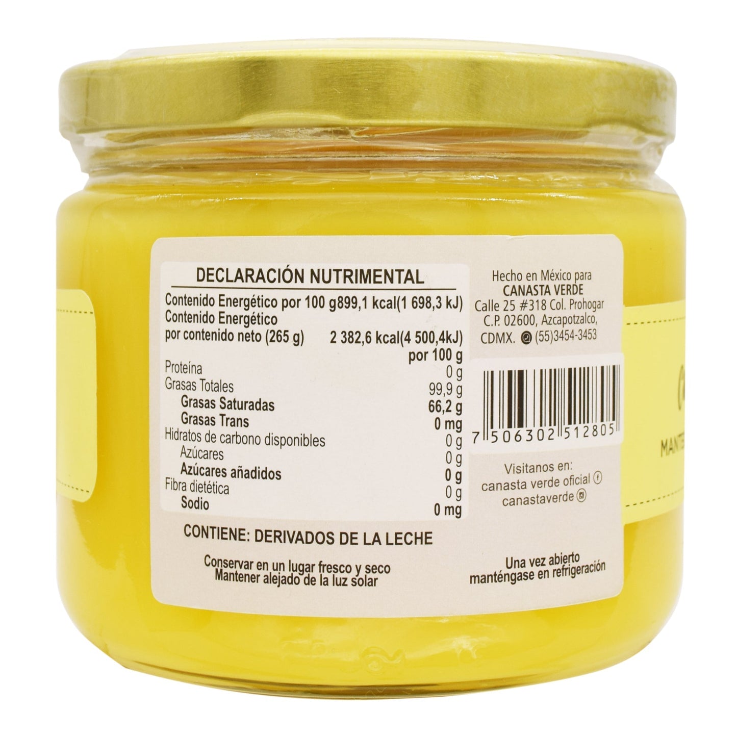 Mantequilla Clarificada Ghee 265 G (CANASTA VERDE)