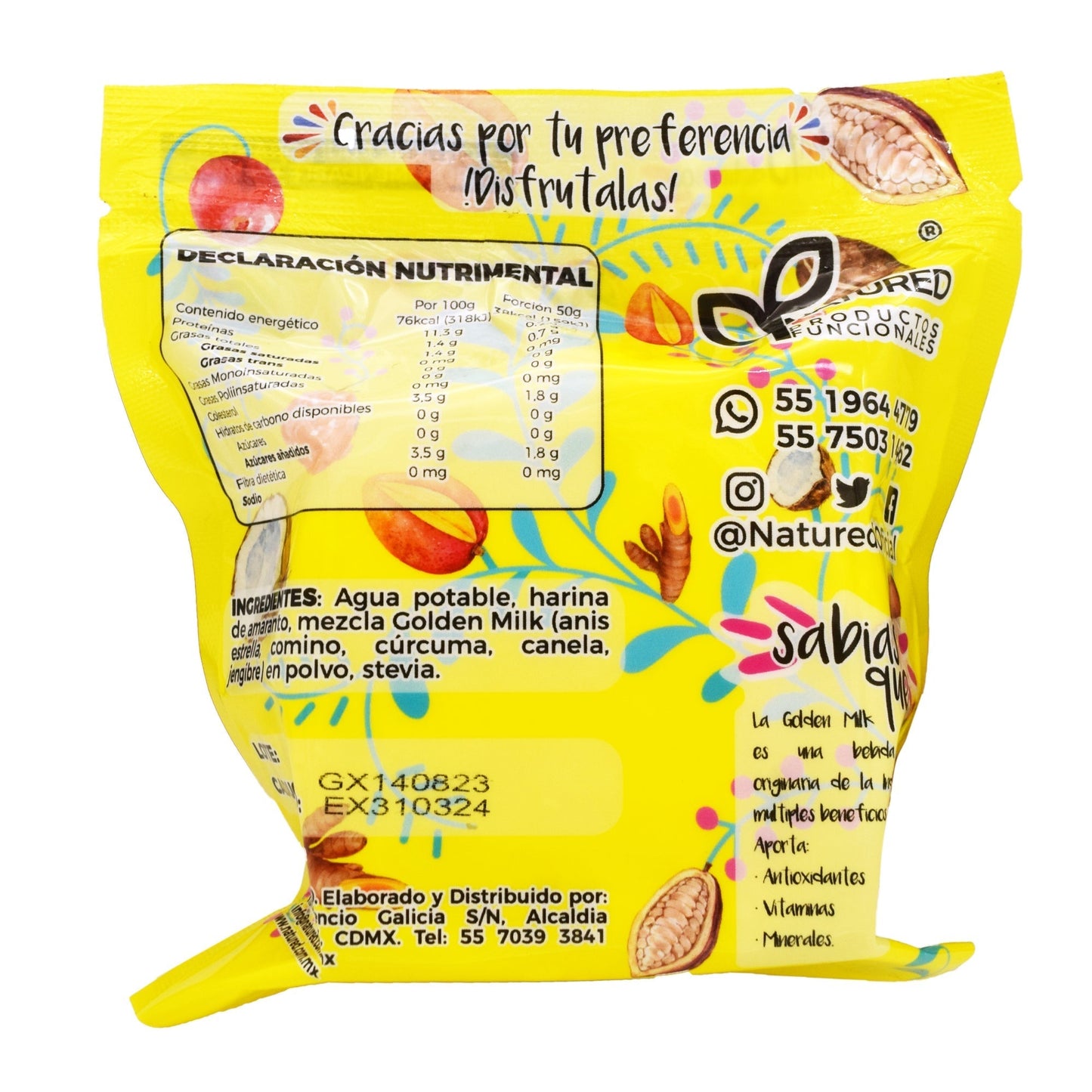 Obleas De Amaranto Con Golden Milk 50 G (Caja 12) (NATURED)
