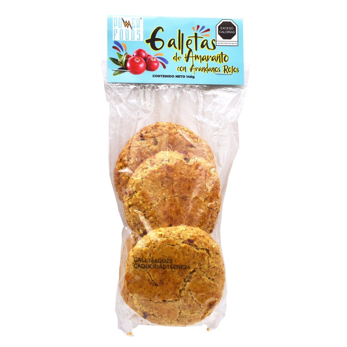 Galletas De Amaranto Con Arandanos 140 G (Caja 12) (POWER FOODS)