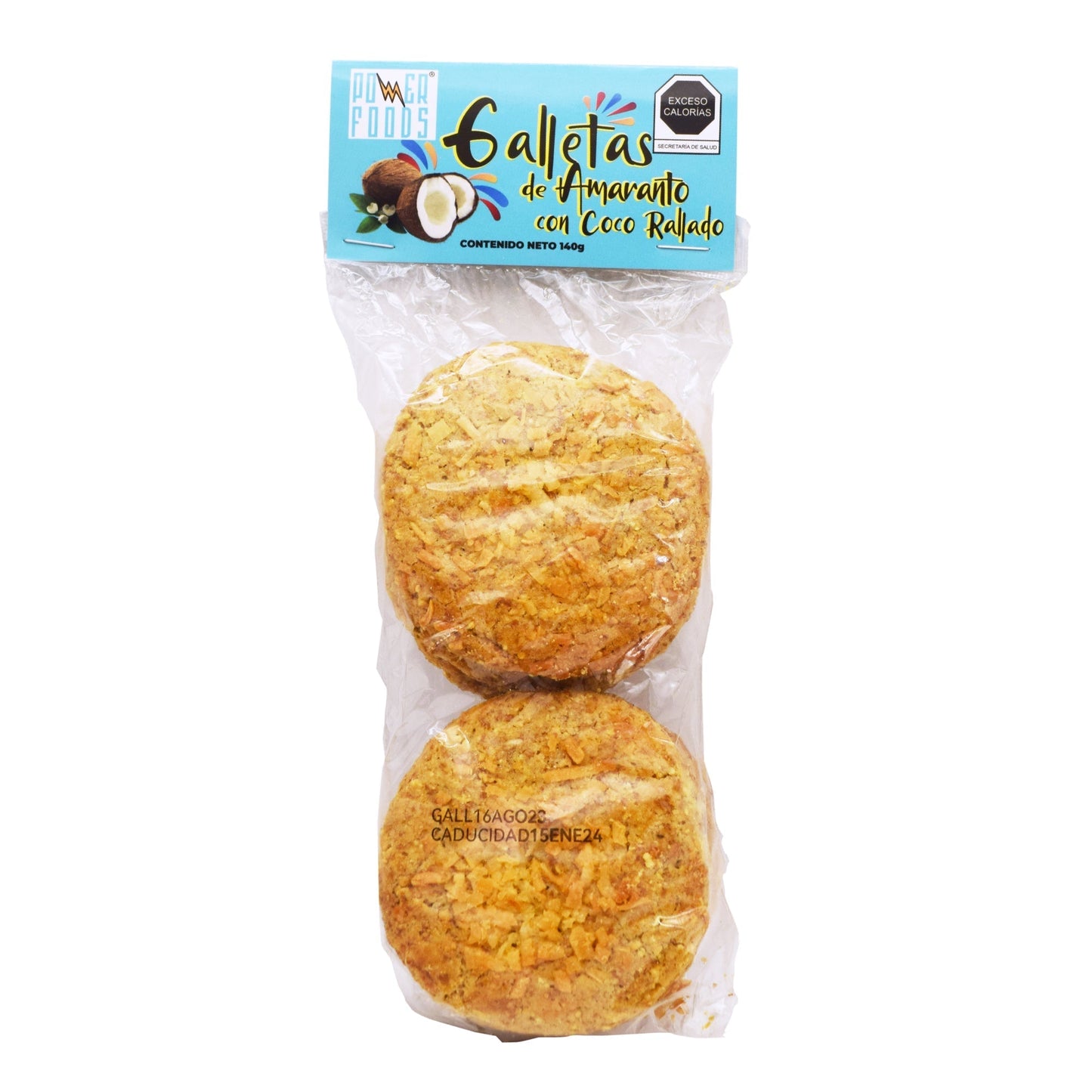 Galletas De Amaranto Con Coco Rallado 140 G (Caja 12) (POWER FOODS)