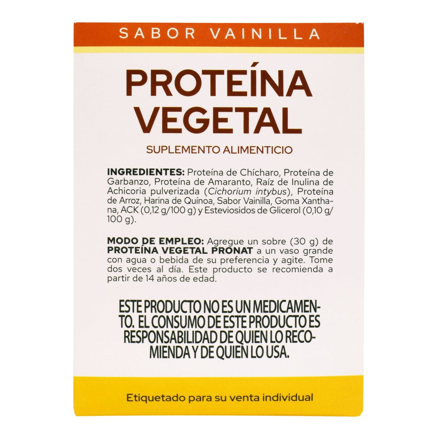 Proteina Vegetal Vainilla 30 G (Paquete 12) (PRONAT)