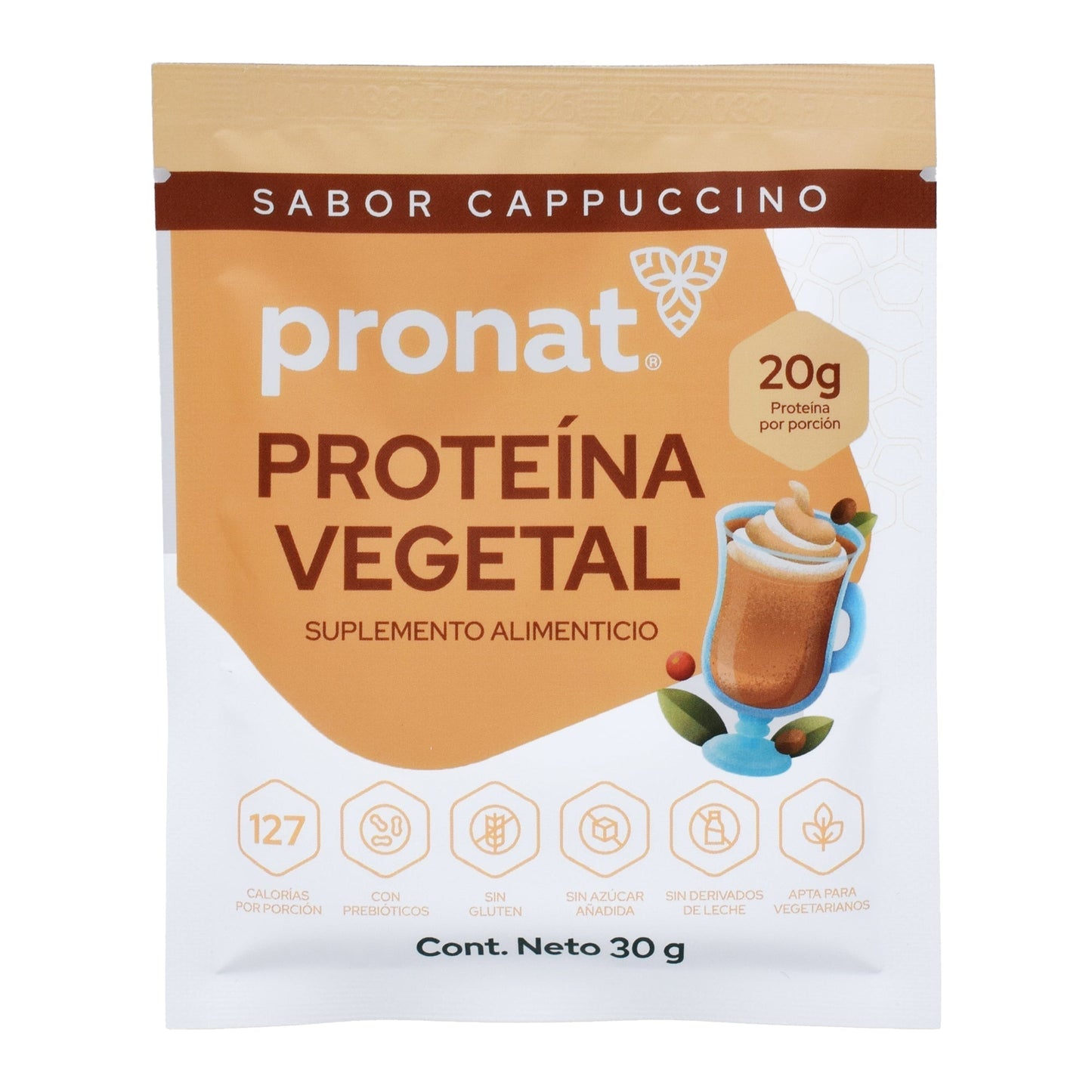Proteina Vegetal Cappuccino 30 G (PAQUETE 12) (PRONAT)