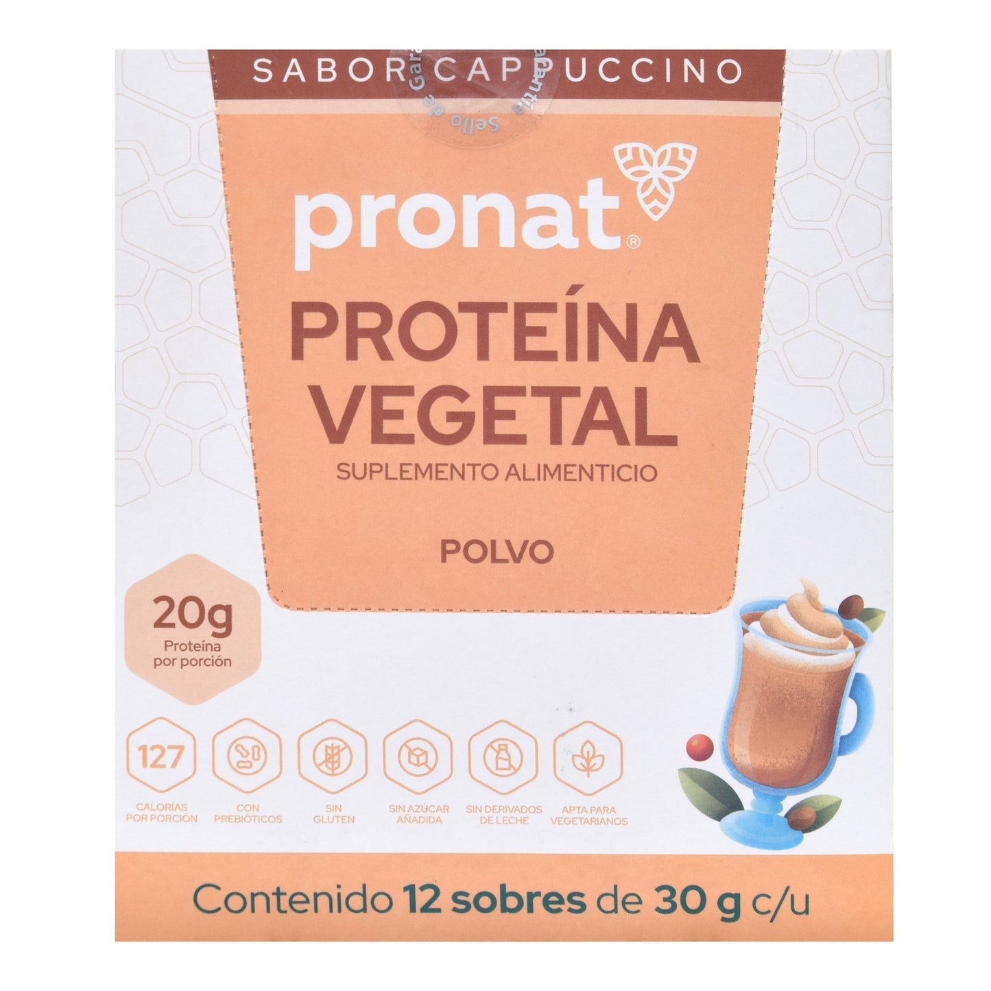 Proteina Vegetal Cappuccino 30 G (PAQUETE 12) (PRONAT)
