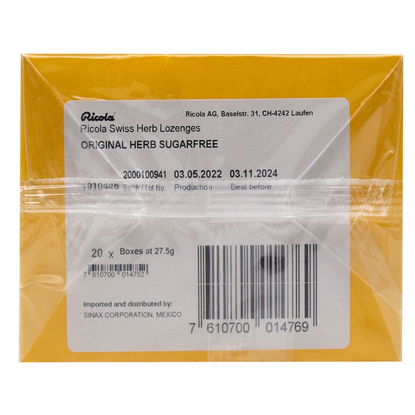 Caramelo Hierbas Suizas 27.5 G (Paquete 20) (RICOLA)