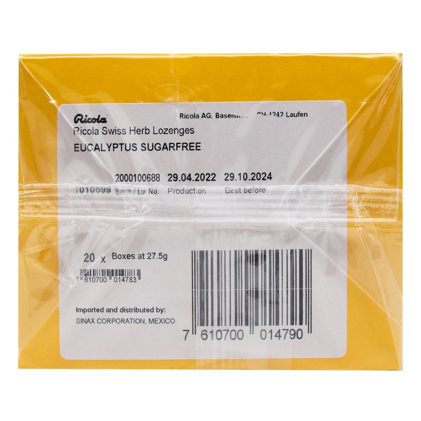 Caramelo Hierbas Eucalipto 27.5 G (Paquete 20) (RICOLA)