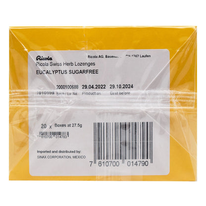 Caramelo Hierbas Eucalipto 27.5 G (Paquete 20) (RICOLA)