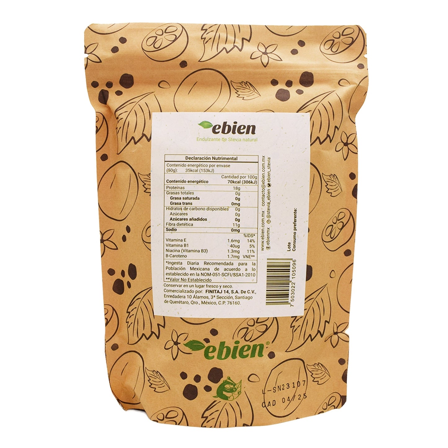Hoja De Stevia Deshidratada 50 G (EBIEN)