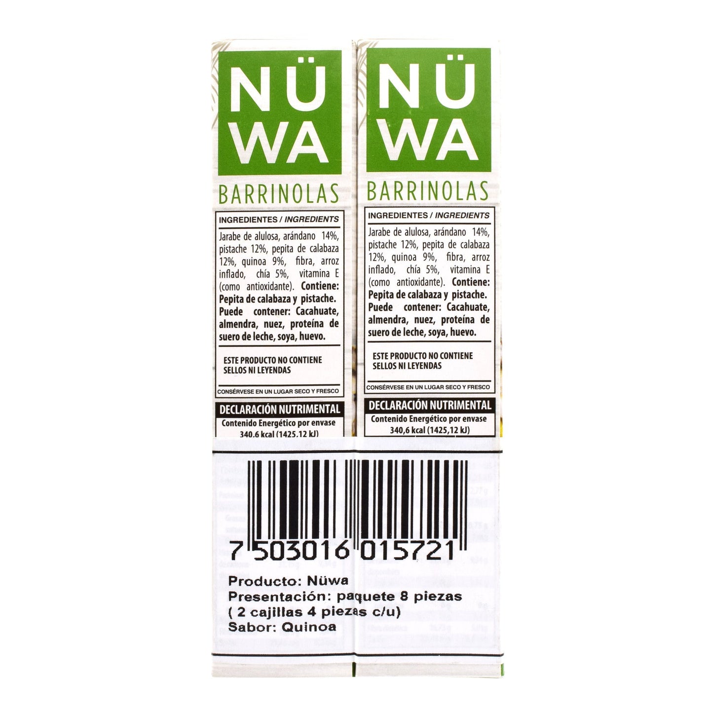 Barra De Superfoods Quinoa Pistache 30 G (Paquete 8) (NUWA)