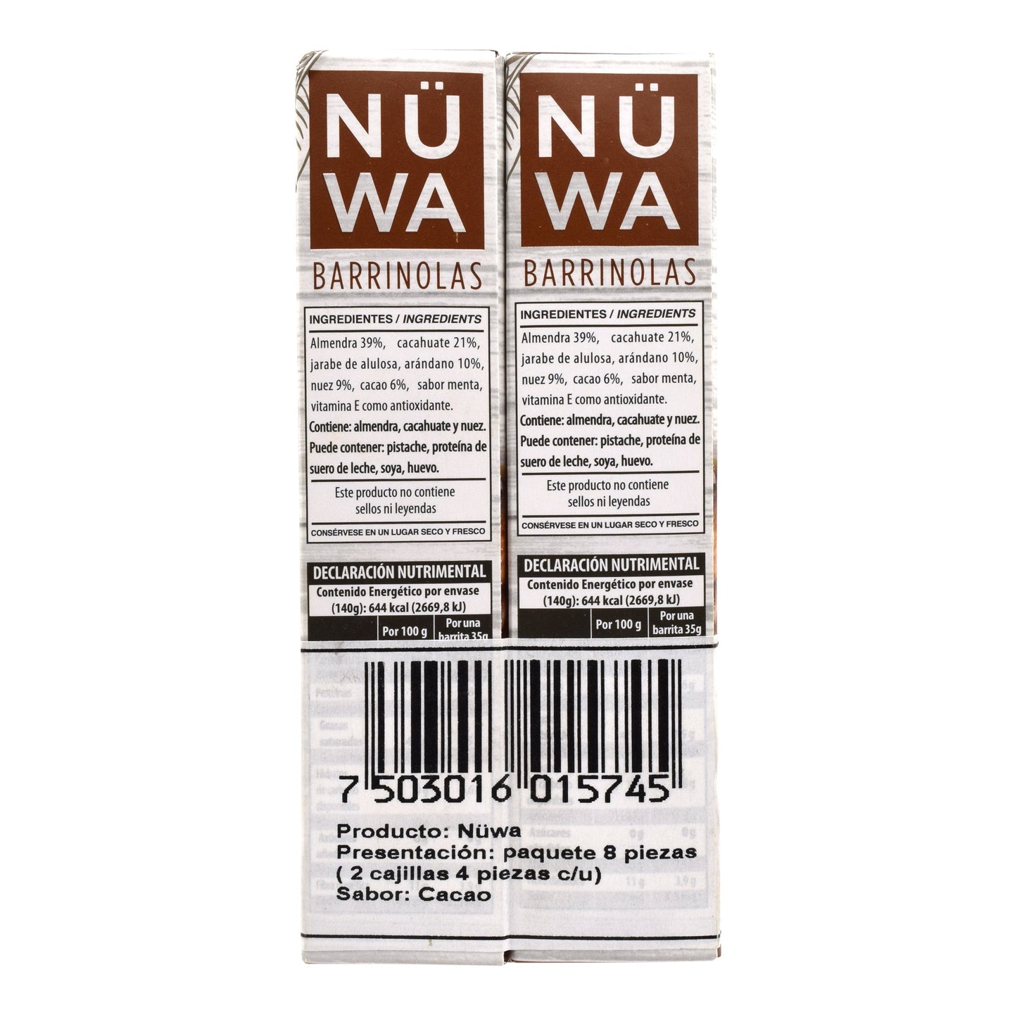 Barra De Superfoods Cacao Arandano 30 G (Paquete 8) (NUWA)